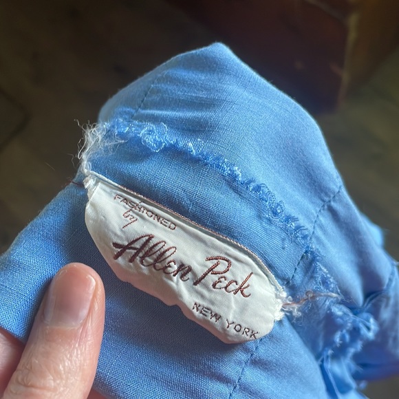 As-Is VTG 40s/50s Era Cornflower Blue Short Sleeve  Wiggle Dress Bow Like Detail - Picture 9 of 16